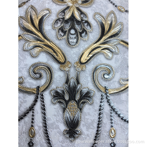 Blumen-Damast-PVC-Tapeten-Hotel-Dekor-Tapete